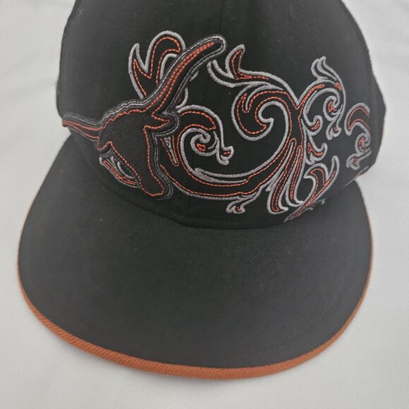 New Era Fits Black With Gray And Orange Swirl Embroidered Design Cap Size 7 3/8 - Picture 4 of 10